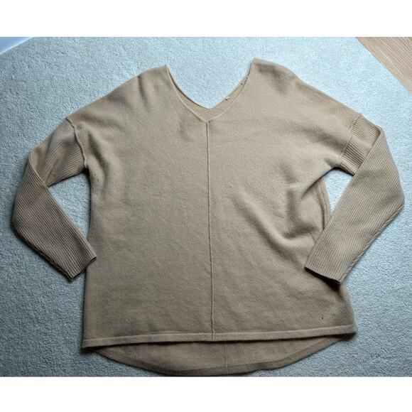 Soft Surroundings:  Tan Cashmere V-Neck Sweater - Picture 5 of 9